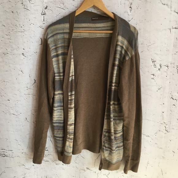 Perry Ellis Other - PERRY ELLIS BROWN BLUE STRIPE CARDIGAN L